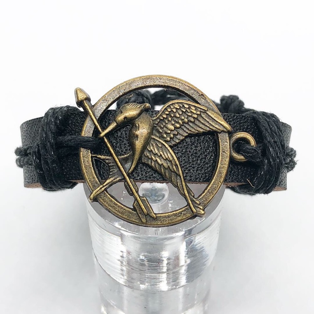 Black leather bracelet.